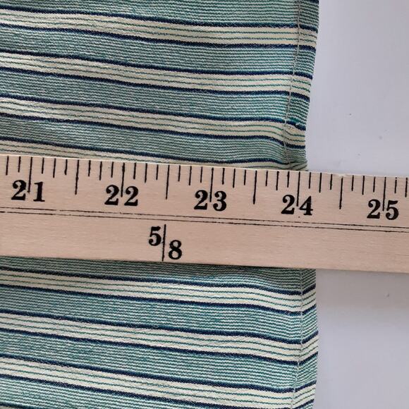 Vintage 90s Pinstripe Waist Coat Vest Tie Back Blue Button Front Sleeveless L - Picture 10 of 11